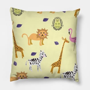 Cute African Animal Vector Pattern Seamless Pillow