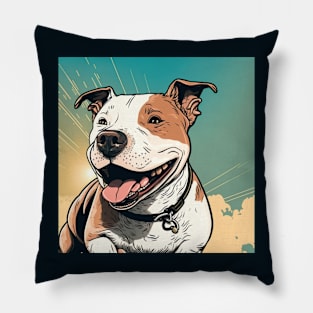 Beautiful shining, happy pitbull pup. Pillow