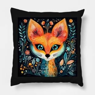 Striking folk art Fox Pillow