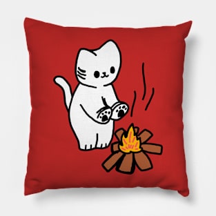 Kitten with Camp fire Pillow