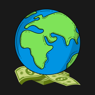 Earth Laying On Money – Funny Astronaut Space Money Investor T-Shirt