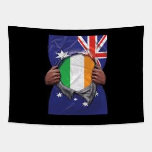 Ireland Flag Australian Flag Ripped - Gift for Irish From Ireland Tapestry