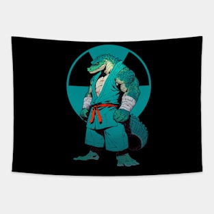 Croc Wild Warrior Unleashed Tapestry