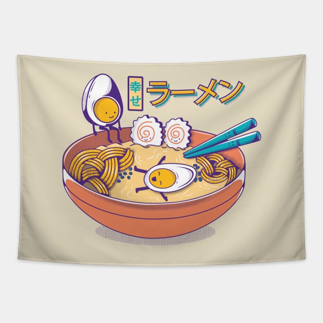 Happy Ramen Tapestry by mai jimenez