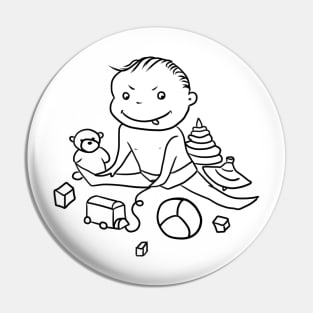 Little child with toys Pin