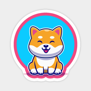 Cute Shiba Inu Dog Sitting Cartoon Magnet