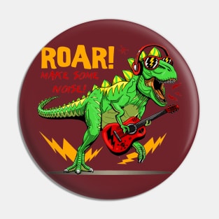 crazy t rex dinosaur rocking guitar Pin