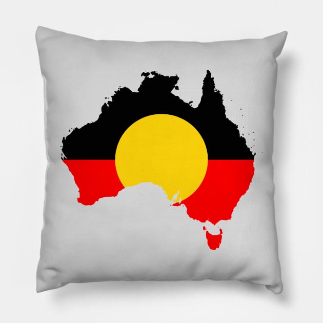 Aboriginal Flag - Australia Map Pillow by Virly