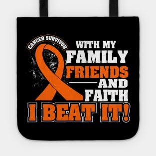 Family Faith I Beat It Leukemia Cancer Awareness Ribbon Tote