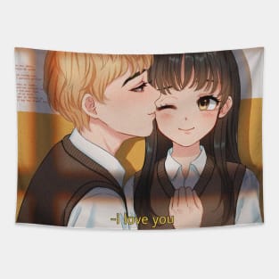 Aesthetic anime girl and boy Tapestry