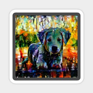 Cute puppy painting (pet, dog, pretty and hiking) Magnet