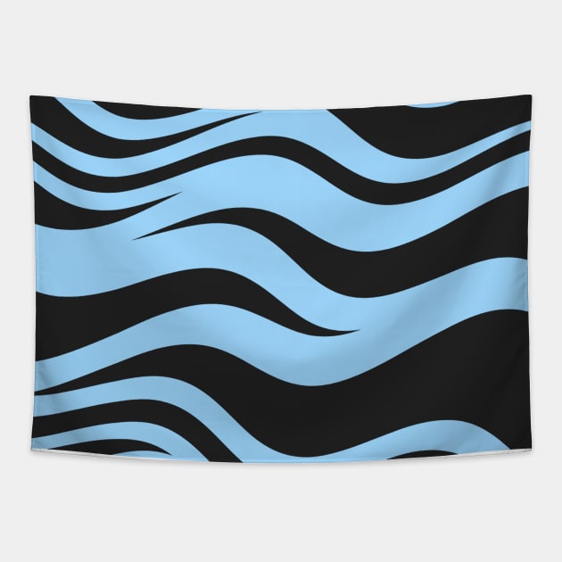 Blue Black Zebra Stripes Pattern Tapestry by mareescatharsis