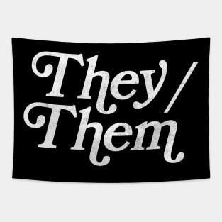 They/Them Pronouns - Retro Style Design Tapestry