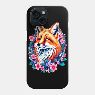 Red Fox with Bold Flowers Phone Case