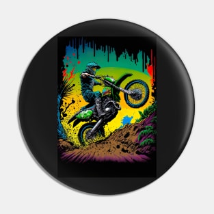 Dirt Bike Comic Book Style Pin