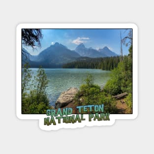 Wyoming State Outline (Grand Teton National Park - Taggart Lake) Magnet