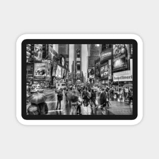 Times Square, Broadway, Black And White Magnet