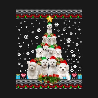 Maltese Christmas Dog Lover Giftt Ugly ter Xmas Tree T-Shirt