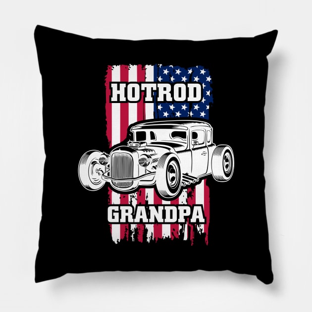 Hot Rod Grandpa American Vintage Tuning Mechanic Pillow by FunnyphskStore