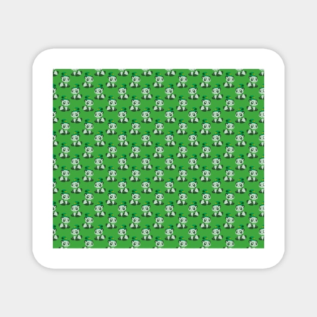 St. Patrick's Day Panda Green Pattern Magnet by saradaboru