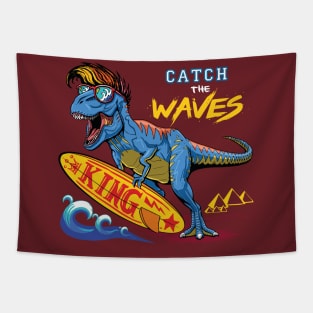 T Rex Surfing Tapestry