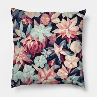 Floral Pattern Polygon style: Floral Facets Fantasy Pillow