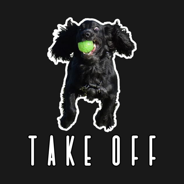 'Take off' funny black working cocker spaniel dog by ownedandloved