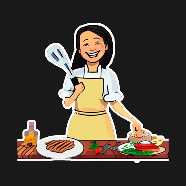 A cartoon of a chef smiling by felipequeiroz