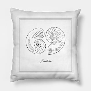 Two Halves of Nautilus Tiger Shell. Retro style illustration. Pillow