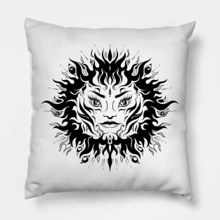 Zodiac Sun Tarot Card graphic design in Black Pillow