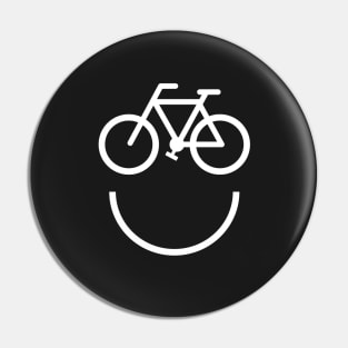 Smiling bicycle face, white bicycle smiley Pin