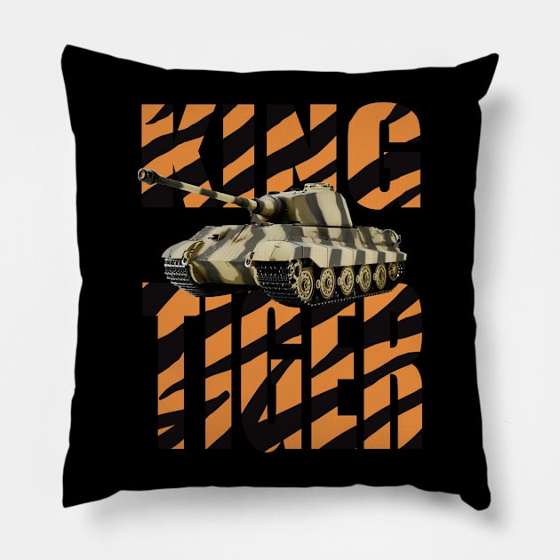 German King Tiger Tank WWII Pillow by Dirty Custard Designs 