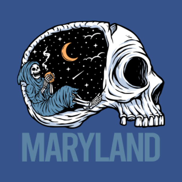 Disover Chilling Skeleton Maryland State - Maryland - T-Shirt