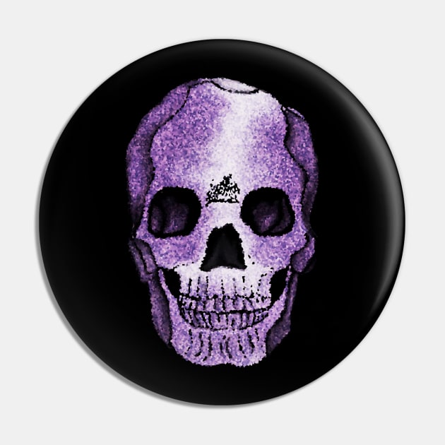 Pixelated Purple Skull Art Pin by galaxieartshop