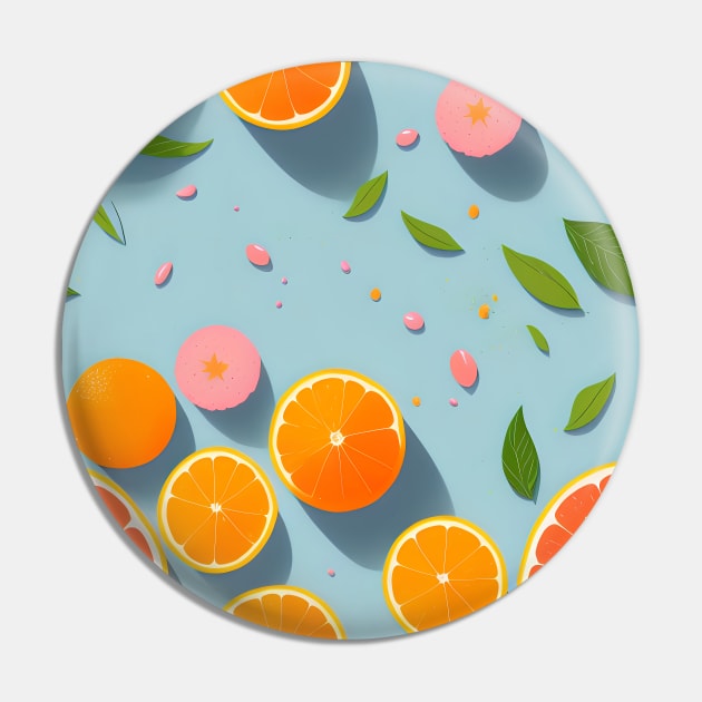 Orange Fruit Abstract Pattern Pin by Artilize