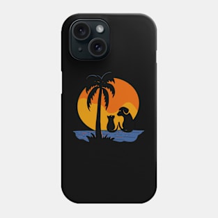 sunset with dog and cat -cat shirt-dog shirt Phone Case