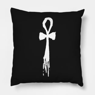 Dark and Gritty Ankh (white) Pillow