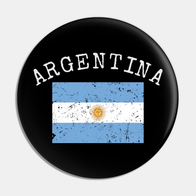 Flag of Argentina Distressed & Faded Retro Vintage Design Pin by PerttyShirty