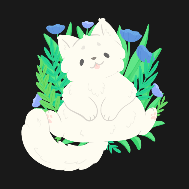 White cat in the grass by IcyBubblegum