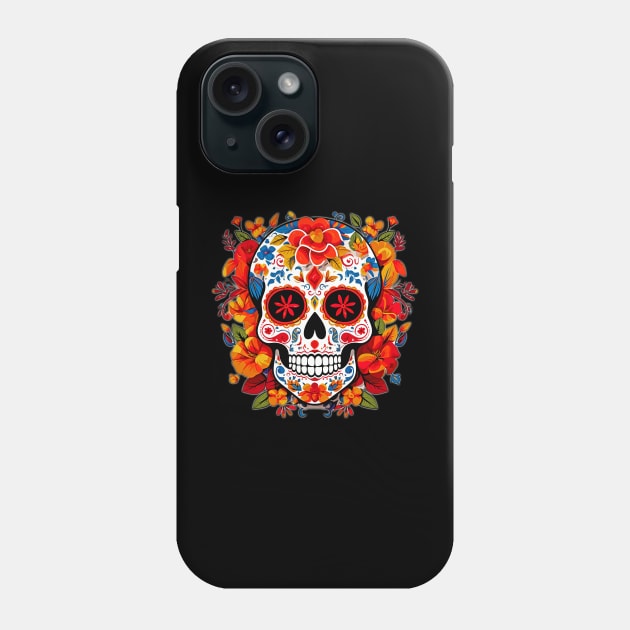 Day of the Dead Dia de Los Muertos Sugar Skull Phone Case by Tees 4 Thee