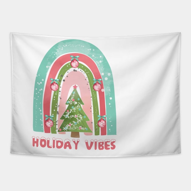 Boho Rainbow Holiday Vibes Tapestry by Curio Pop Relics