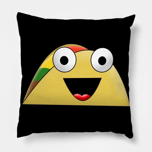 Happy and Adorable Mexican Taco Food Snack Pillow by Normo Apparel