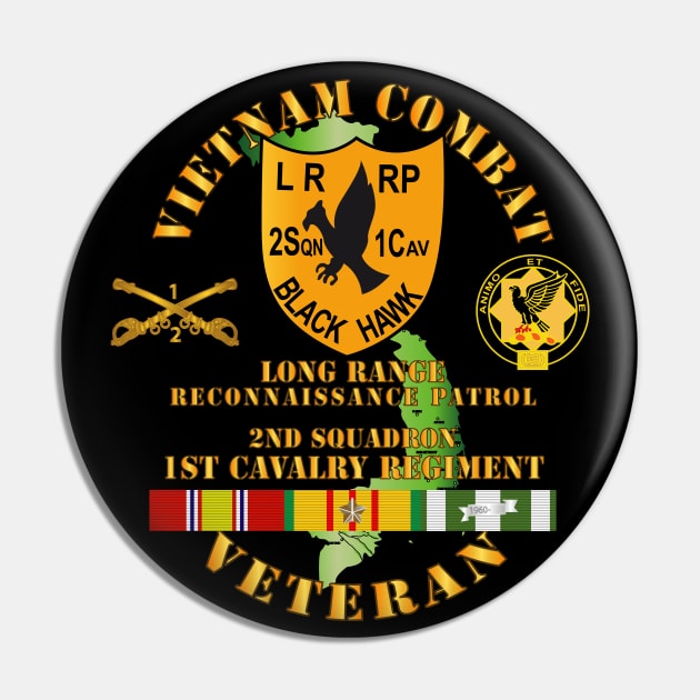 Vietnam Combat Veteran - 2nd Squadron, 1st Cav Regt  LRRP - Black Hawk w VN SVC Pin by twix123844