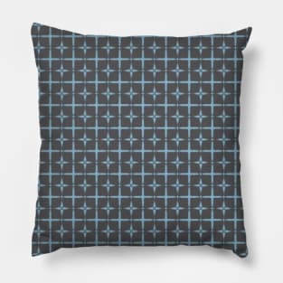 Indigo ethnic shibori pattern stars and squares Pillow