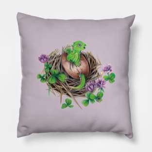 Adorable Green Baby Dragon Hatchling Pillow