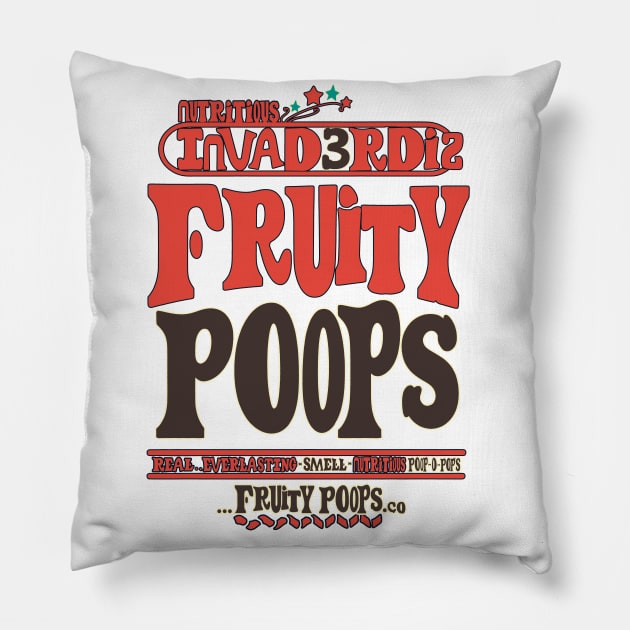 Invad3rDiz (1970's) Fruity Poops Cereal Pillow by Invad3rDiz
