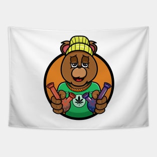 Bong Bear Head Cartoon Mascot Tapestry