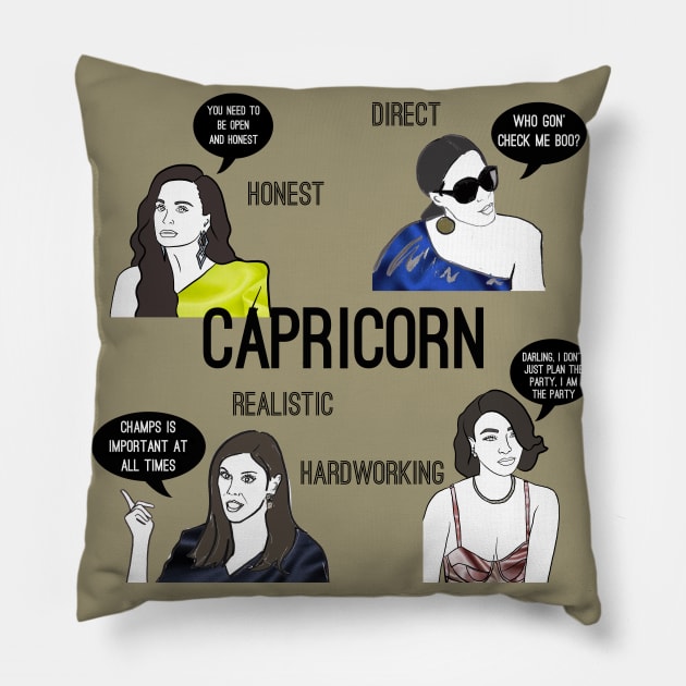 Capricorn- Bravostrology series Pillow by Katsillustration