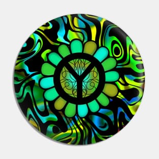 Peace Sign Hippie Flower Pin