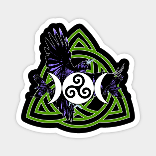 Purple Raven Morrigan Symbol with Moon and Green Triquetra (VARIANT) Magnet